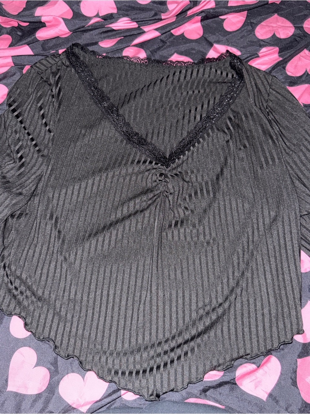 Black lace crop top long sleeve 3xl romwe